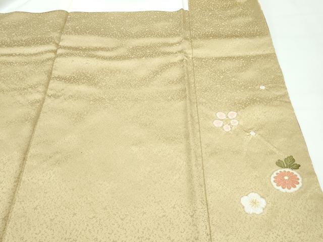 平和屋着物●極上　訪問着　駒刺繍　絞り　松竹梅吉祥草花文　暈し染め　金彩　榛色地　逸品　CZAA4982s6