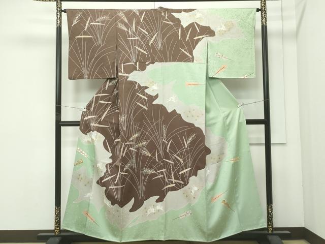 平和屋着物●極上　訪問着　跳び兎すすき文　金彩　逸品　CZAA4983s6