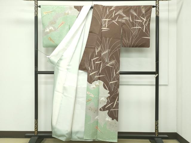 平和屋着物●極上　訪問着　跳び兎すすき文　金彩　逸品　CZAA4983s6