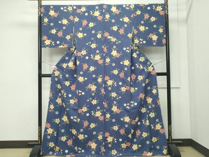 平和屋着物●極上　ファッションデザイナー 花井幸子　小紋　草花文　金彩　褐色地　逸品　未使用　CZAA4985s6