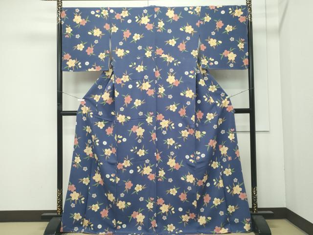 平和屋着物●極上　ファッションデザイナー 花井幸子　小紋　草花文　金彩　褐色地　逸品　未使用　CZAA4985s6