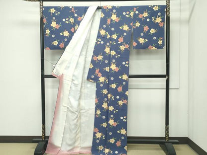 平和屋着物●極上　ファッションデザイナー 花井幸子　小紋　草花文　金彩　褐色地　逸品　未使用　CZAA4985s6