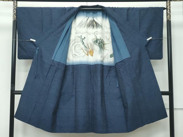 平和屋着物●極上　男性　道中着　ロング丈　結城紬　杢　逸品　CZAA4986s6