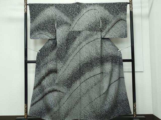平和屋着物●極上　訪問着　総絞り　中国三大刺繍　相良刺繍　立波文　黒地　金銀糸　逸品　CZAA4993s6