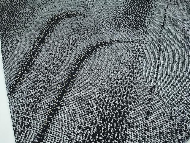 平和屋着物●極上　訪問着　総絞り　中国三大刺繍　相良刺繍　立波文　黒地　金銀糸　逸品　CZAA4993s6