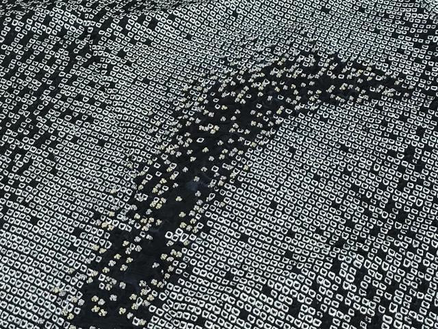 平和屋着物●極上　訪問着　総絞り　中国三大刺繍　相良刺繍　立波文　黒地　金銀糸　逸品　CZAA4993s6