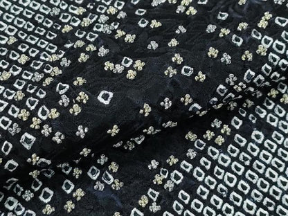 平和屋着物●極上　訪問着　総絞り　中国三大刺繍　相良刺繍　立波文　黒地　金銀糸　逸品　CZAA4993s6