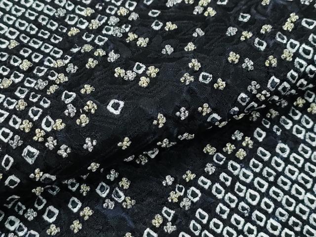 平和屋着物●極上　訪問着　総絞り　中国三大刺繍　相良刺繍　立波文　黒地　金銀糸　逸品　CZAA4993s6