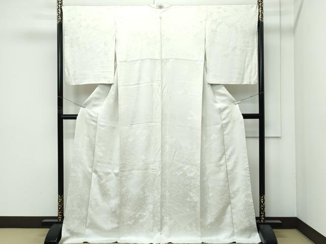 平和屋着物●極上　色無地　砂色　流水草花地紋　逸品　CZAA4996s6