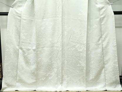 平和屋着物●極上　色無地　砂色　流水草花地紋　逸品　CZAA4996s6