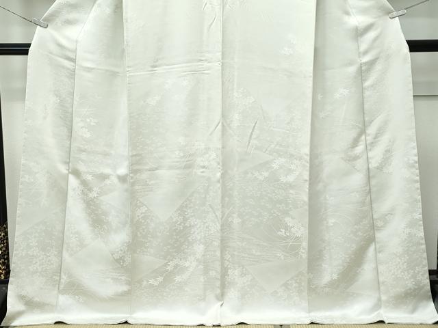 平和屋着物●極上　色無地　砂色　流水草花地紋　逸品　CZAA4996s6