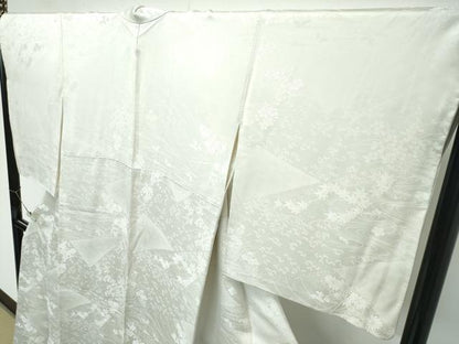 平和屋着物●極上　色無地　砂色　流水草花地紋　逸品　CZAA4996s6