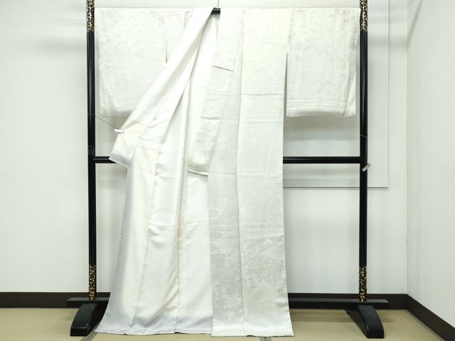 平和屋着物●極上　色無地　砂色　流水草花地紋　逸品　CZAA4996s6