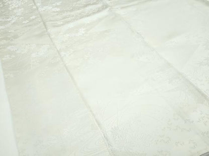 平和屋着物●極上　色無地　砂色　流水草花地紋　逸品　CZAA4996s6