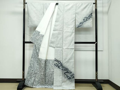 平和屋着物●極上　訪問着　紬地　流水文　逸品　CZAA4998s6