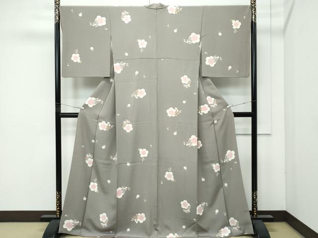 平和屋着物●極上　小紋　作家物　四季ものがたり　兎　桜　灰汁色地　健勝苑扱い　反端付き　逸品　CZAA5000s6