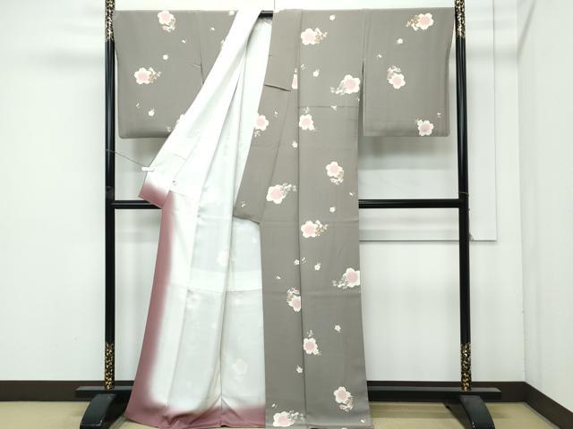 平和屋着物●極上　小紋　作家物　四季ものがたり　兎　桜　灰汁色地　健勝苑扱い　反端付き　逸品　CZAA5000s6