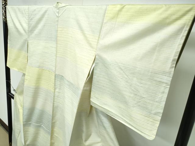 平和屋着物●極上　紅花紬　米沢　横段文　まるやま扱い　逸品　未使用　CZAA5001s6