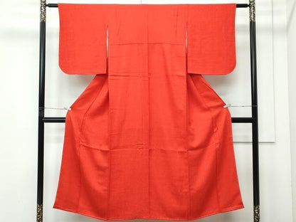 平和屋着物∵極上 女の子 十三参り 子供 祝着 絞り 色無地 赤丹色 紗綾形草花地紋 まるやま扱い 逸品 未使用 CZAA5008s6