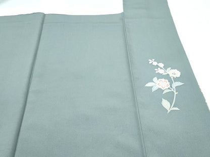 平和屋着物●極上　訪問着　駒刺繍　正倉院花文　暈し染め　金彩　山鳩色地　逸品　CZAA5014s6