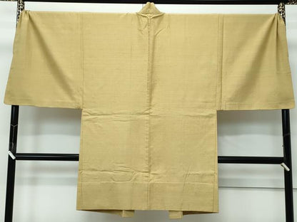 平和屋着物●極上　男性　長羽織　単衣　キングサイズ　結城紬　色無地　桑染色　逸品　CZAA5015s6