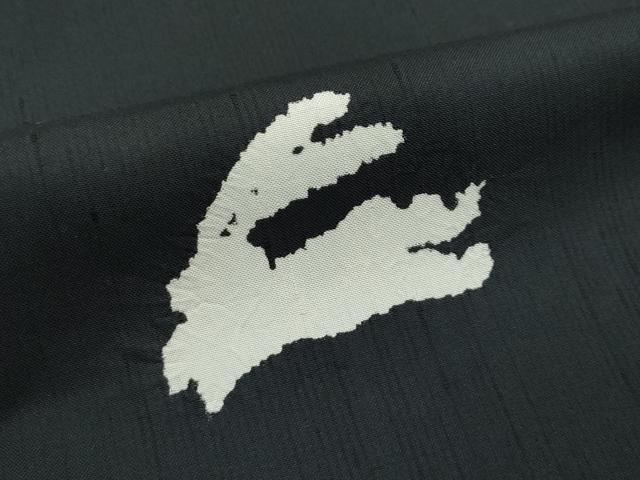 平和屋着物●極上　訪問着　紬地　絞り　跳び兎笹竹文　黒地　逸品　未使用　CZAA5016s6