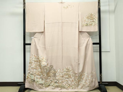 平和屋本店●極上 訪問着 総刺繍 中国三大刺繍 相良刺繍 花松文 金糸 香色地 逸品 CZAA5019s6
