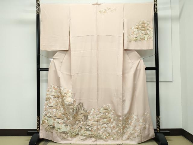 平和屋本店●極上 訪問着 総刺繍 中国三大刺繍 相良刺繍 花松文 金糸 香色地 逸品 CZAA5019s6