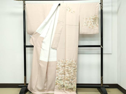 平和屋本店●極上 訪問着 総刺繍 中国三大刺繍 相良刺繍 花松文 金糸 香色地 逸品 CZAA5019s6