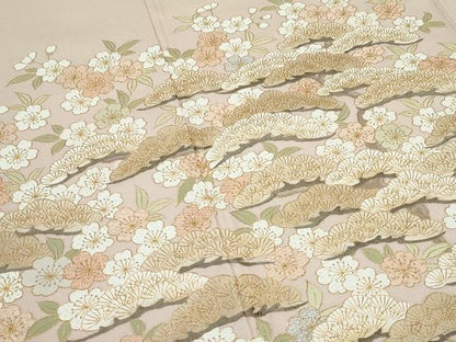 平和屋本店●極上 訪問着 総刺繍 中国三大刺繍 相良刺繍 花松文 金糸 香色地 逸品 CZAA5019s6