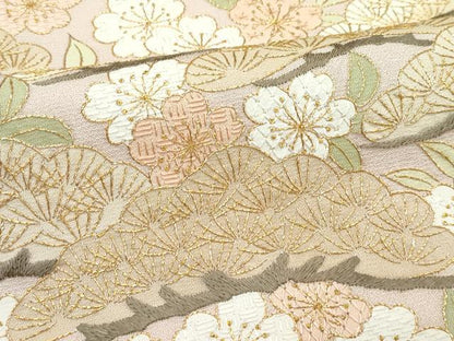 平和屋本店●極上 訪問着 総刺繍 中国三大刺繍 相良刺繍 花松文 金糸 香色地 逸品 CZAA5019s6