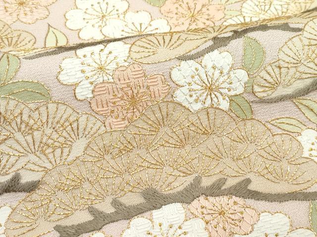 平和屋本店●極上 訪問着 総刺繍 中国三大刺繍 相良刺繍 花松文 金糸 香色地 逸品 CZAA5019s6