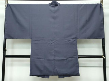 平和屋着物∞極上　男性　長羽織　キングサイズ　紬地　色無地　消鼠色　逸品　CZAA5071s6