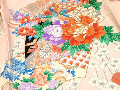 平和屋着物[]極上　女の子　祝着　産着　初着　のしめ　長襦袢セット　お宮詣り　檜扇花鳥文　逸品　CZAA5033s6