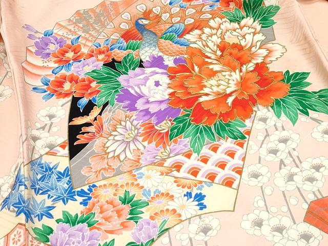 平和屋着物[]極上　女の子　祝着　産着　初着　のしめ　長襦袢セット　お宮詣り　檜扇花鳥文　逸品　CZAA5033s6