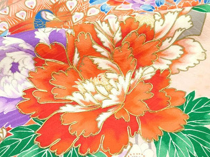 平和屋着物[]極上　女の子　祝着　産着　初着　のしめ　長襦袢セット　お宮詣り　檜扇花鳥文　逸品　CZAA5033s6