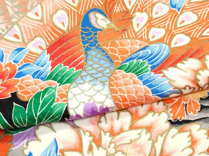 平和屋着物[]極上　女の子　祝着　産着　初着　のしめ　長襦袢セット　お宮詣り　檜扇花鳥文　逸品　CZAA5033s6