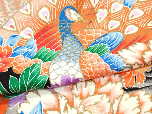 平和屋着物[]極上　女の子　祝着　産着　初着　のしめ　長襦袢セット　お宮詣り　檜扇花鳥文　逸品　CZAA5033s6