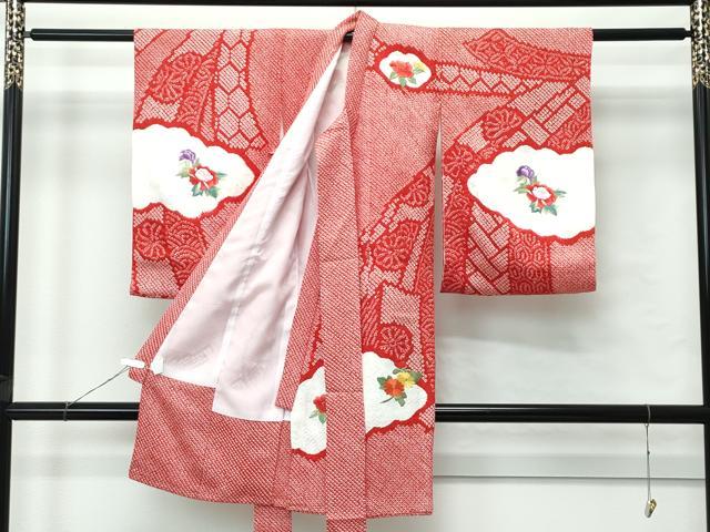 平和屋着物[]極上　女の子　祝着　産着　初着　のしめ　長襦袢セット　お宮詣り　総絞り　総刺繍　花毬文　金銀糸　逸品 未使用 CZAA5035s6