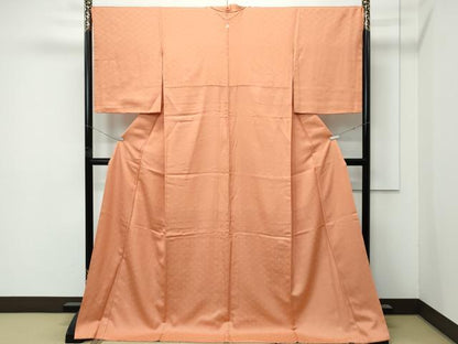 平和屋着物●極上　色無地　駱駝色　七宝花地紋　伊勢丹扱い　逸品　CZAA5037s6