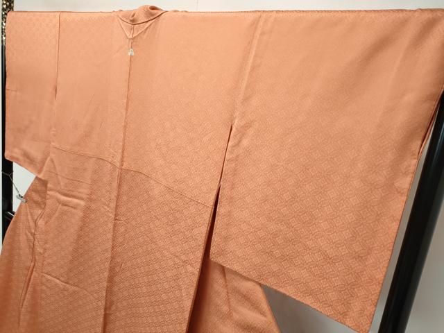平和屋着物●極上　色無地　駱駝色　七宝花地紋　伊勢丹扱い　逸品　CZAA5037s6