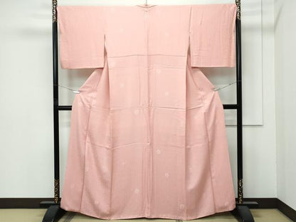 平和屋着物●極上　色無地　赤香色　草花丸地紋　さが美扱い　逸品　CZAA5042s6
