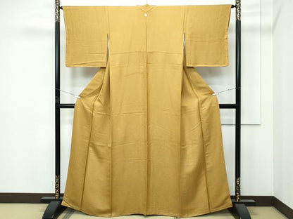 平和屋着物●極上　色無地　黄橡色　松竹梅楓地紋　逸品　未使用　CZAA5045s6