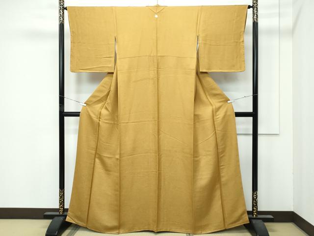 平和屋着物●極上　色無地　黄橡色　松竹梅楓地紋　逸品　未使用　CZAA5045s6