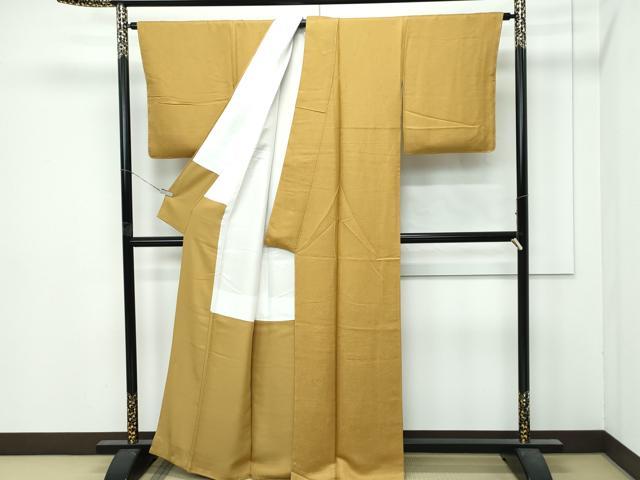 平和屋着物●極上　色無地　黄橡色　松竹梅楓地紋　逸品　未使用　CZAA5045s6