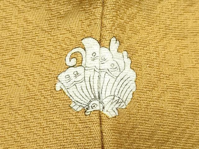 平和屋着物●極上　色無地　黄橡色　松竹梅楓地紋　逸品　未使用　CZAA5045s6
