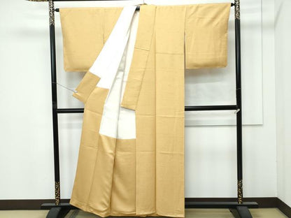 平和屋着物●極上　色無地　飴色　草花地紋　逸品　未使用　CZAA5046s6