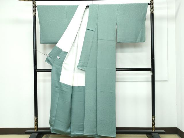 平和屋着物●極上　色無地　青鈍色　花唐草地紋　逸品　CZAA5047s6