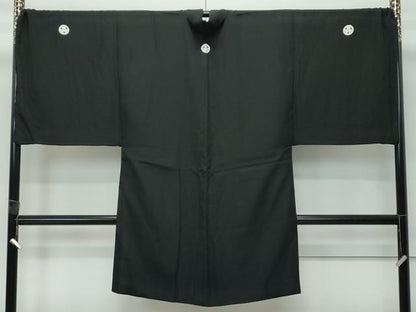 平和屋本店●極上　男性　黒紋付・長羽織・馬乗り袴セット　キングサイズ　逸品　CZAA5054s6