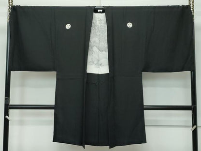 平和屋本店●極上　男性　黒紋付・長羽織・馬乗り袴セット　キングサイズ　逸品　CZAA5054s6